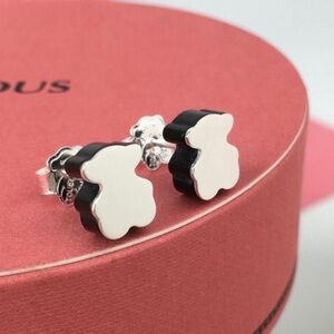 TOUS Black and White Bear Shaped Earrings
